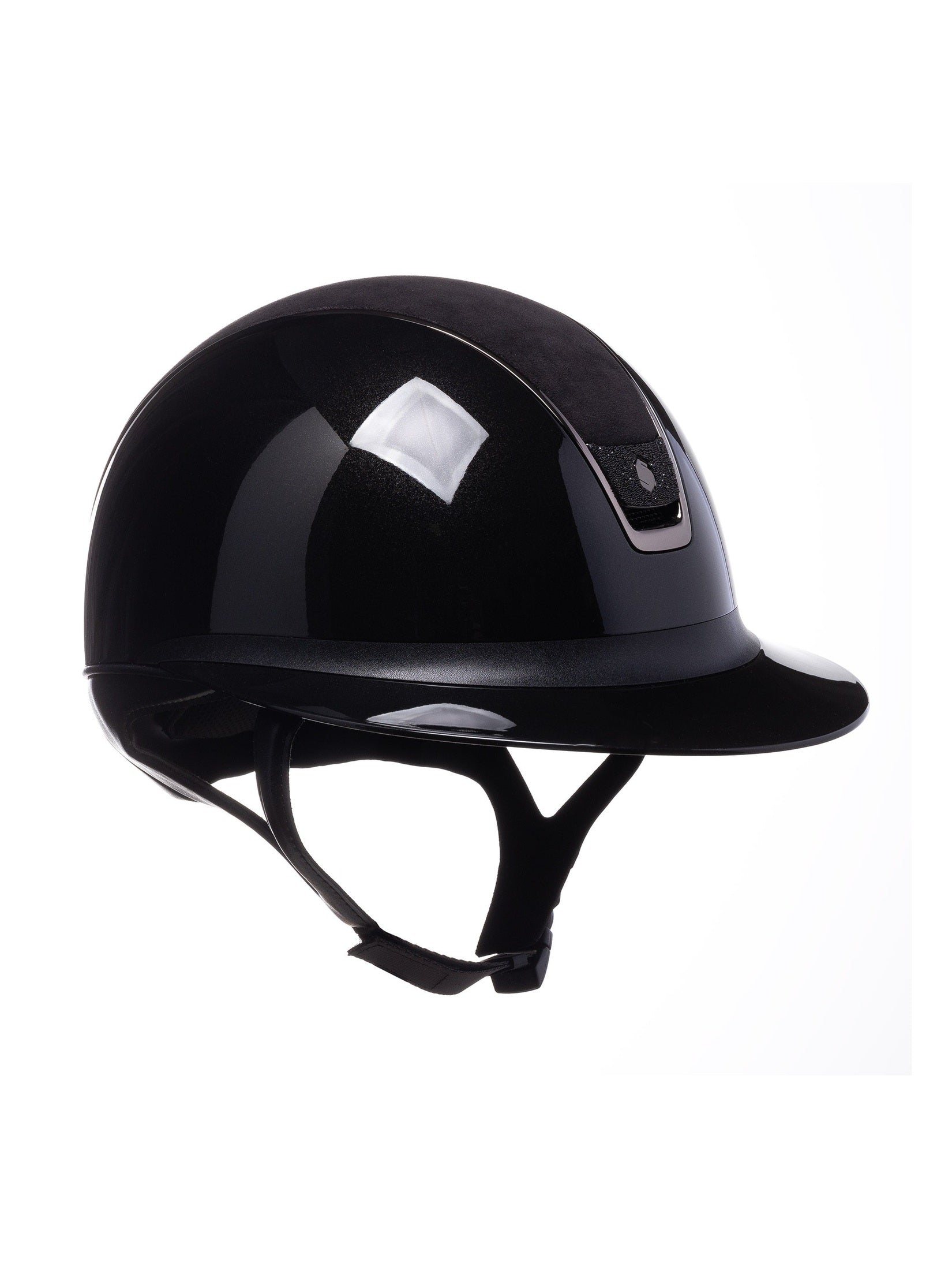 SAMSHIELD MISS GLOSSY 2.0 / ALCANTARA TOP / CRYSTAL FABRIC BLK BLAZON / BLACK HELMET