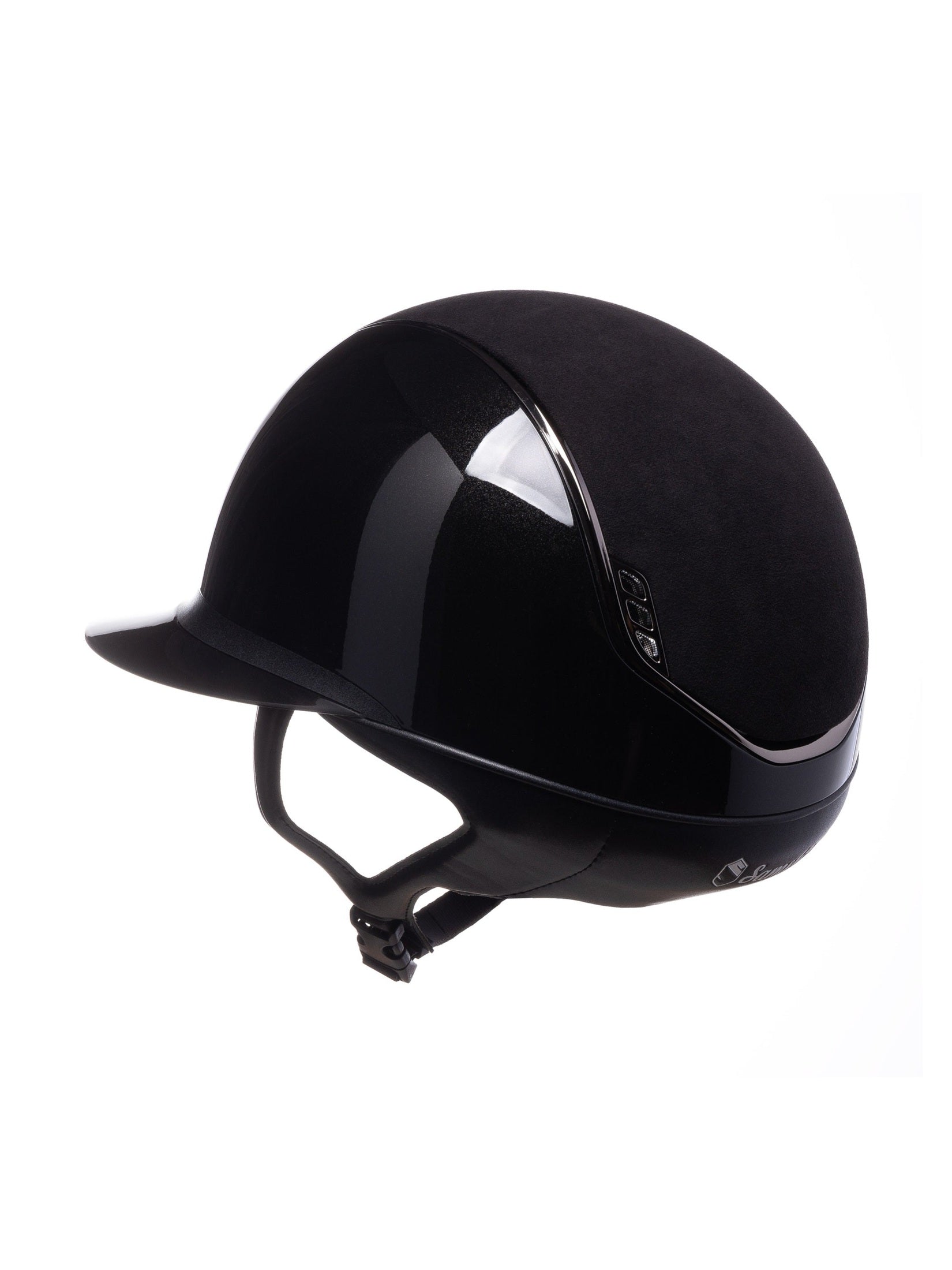 SAMSHIELD MISS GLOSSY 2.0 / ALCANTARA TOP / CRYSTAL FABRIC BLK BLAZON / BLACK HELMET