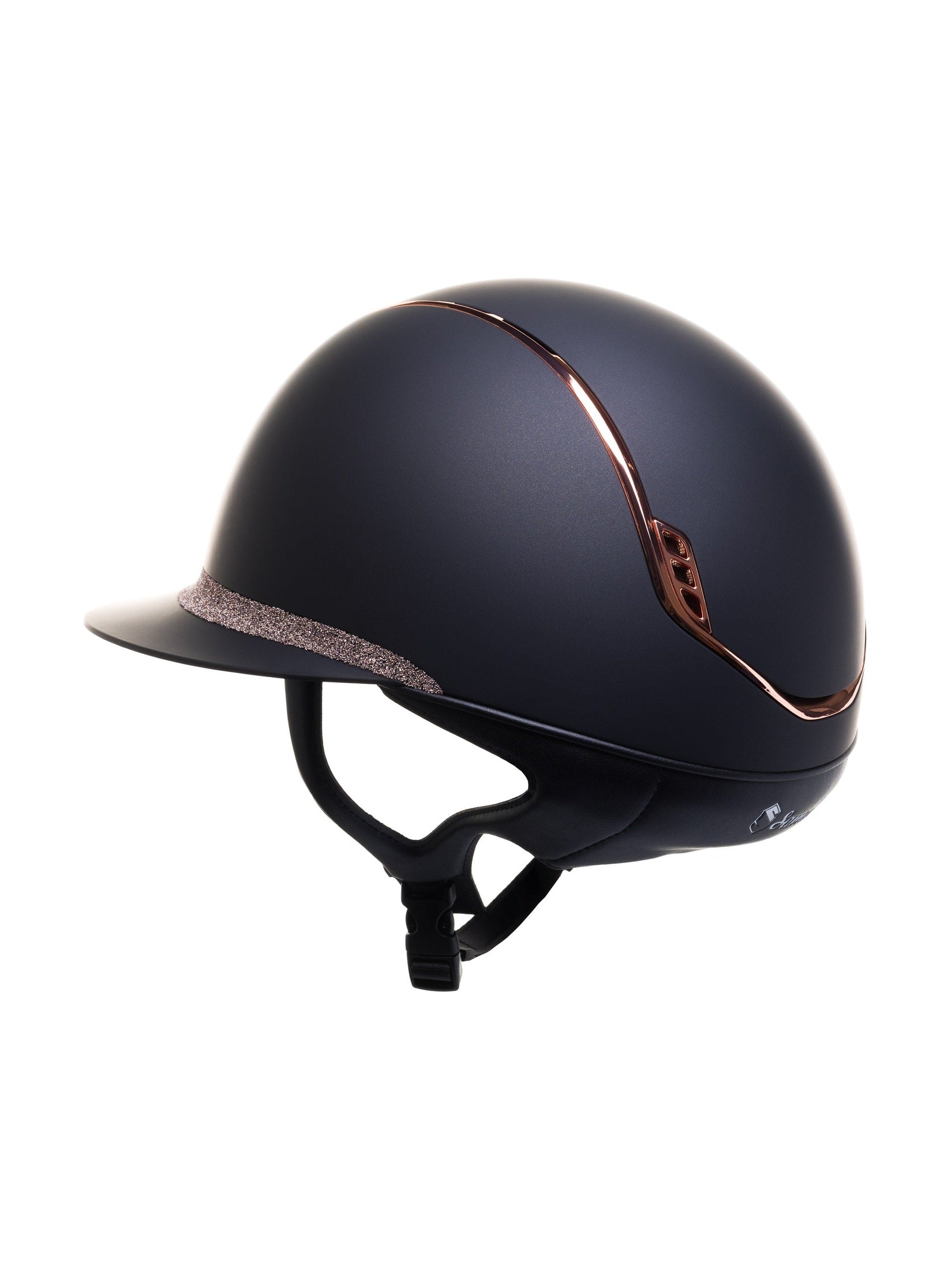 SAMSHIELD KASK MISS SHIELD 2.0 / CRYSTAL FABRIC ROSE GOLD BLAZON FRONTAL / ROSE GOLD CHROME / CZARNY