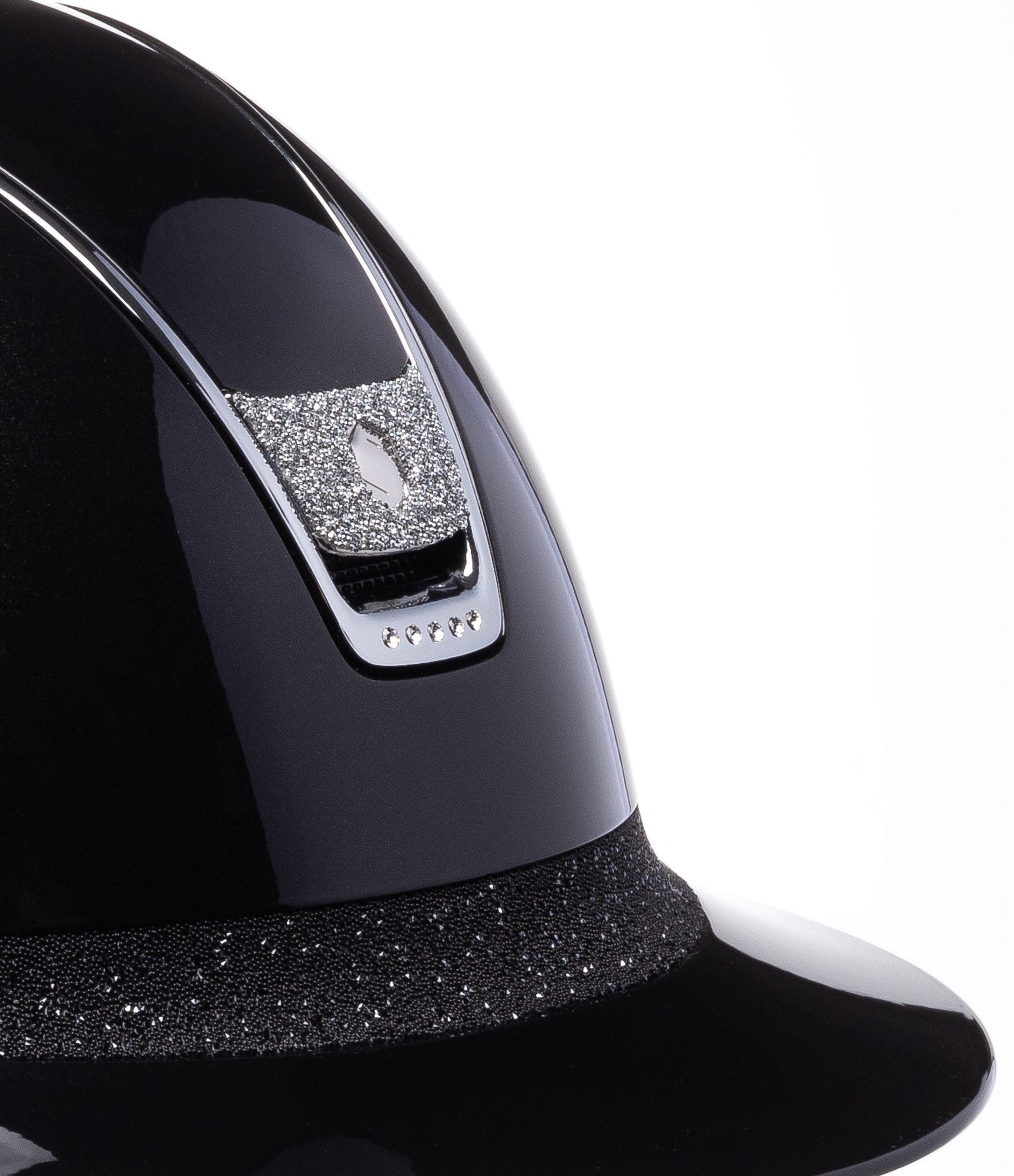 SAMSHIELD MISS SHIELD GLOSSY 2.0/CRST FAB SILVER BLAZON/BLACK FRONTAL/5 SWARO/ BLACK HELMET