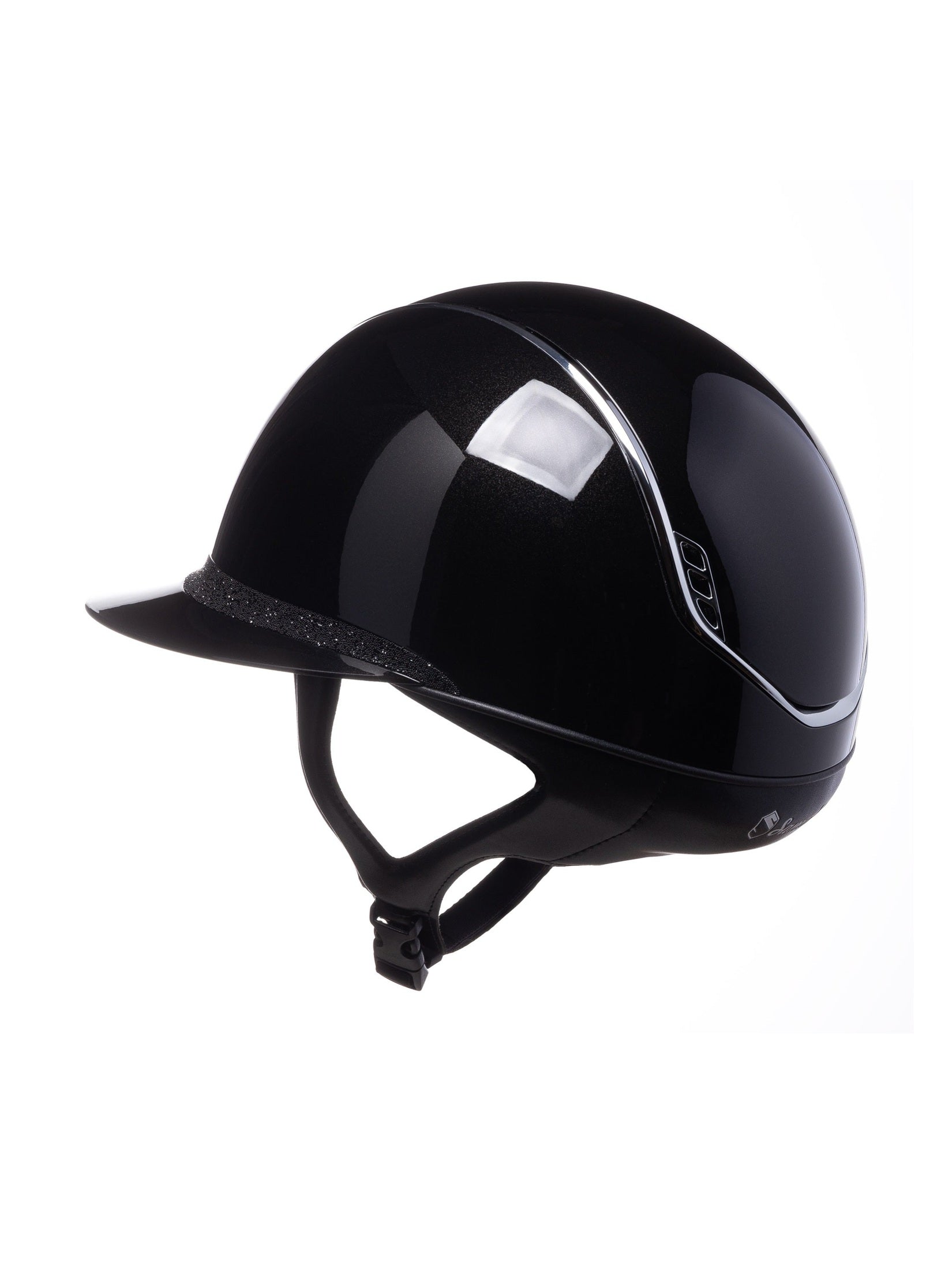 SAMSHIELD MISS SHIELD GLOSSY 2.0/CRST FAB SILVER BLAZON/BLACK FRONTAL/5 SWARO/ BLACK HELMET