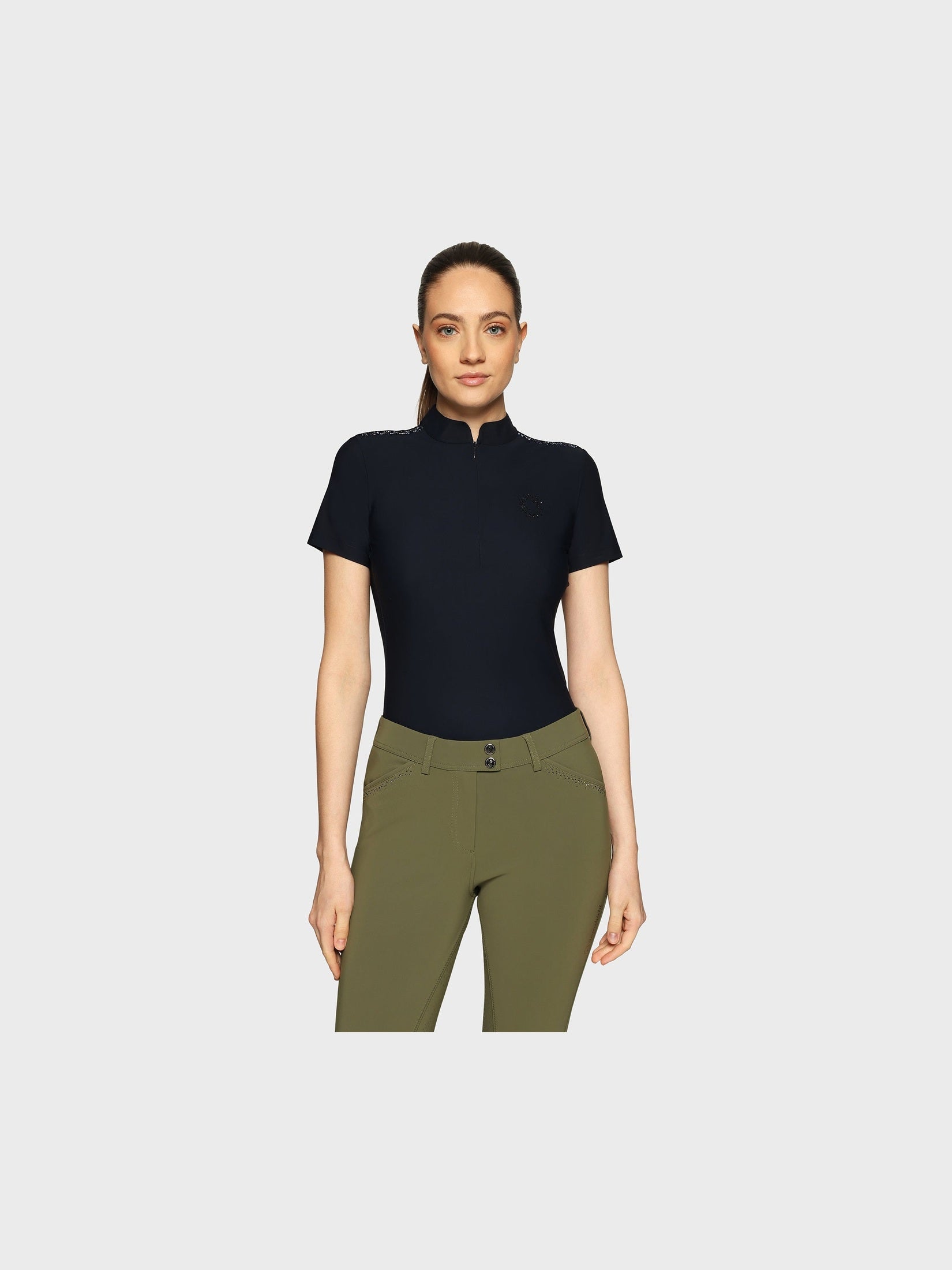 SAMSHIELD BRUNA PREMIUM SHORT TRENINGOWA KOSZULKA JEŹDZIECKA DAMSKA - Samshield Equishop