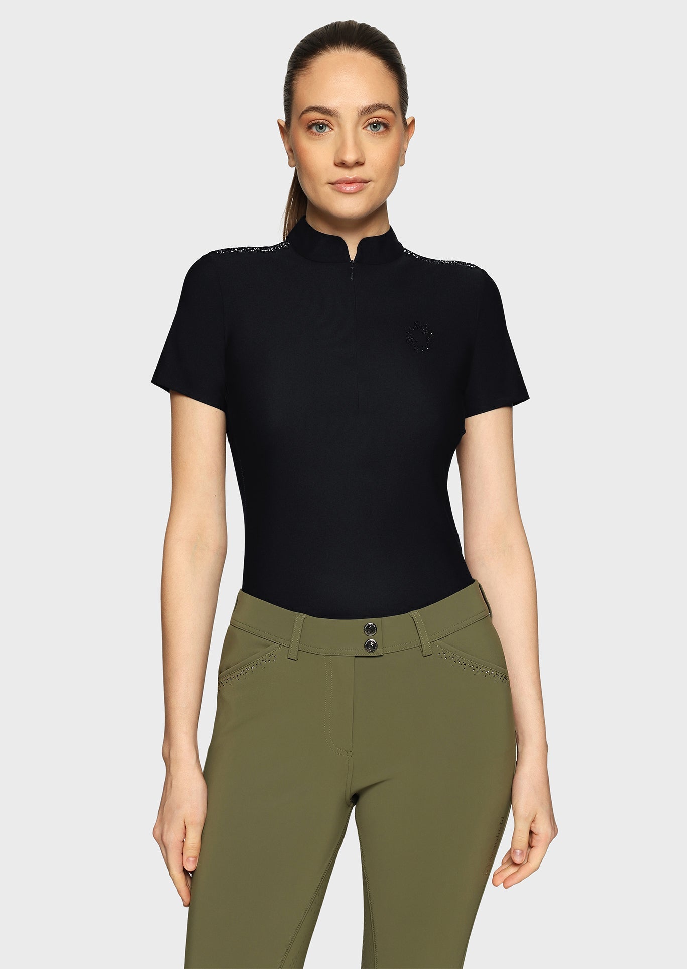 SAMSHIELD BRUNA PREMIUM SHORT TRENINGOWA KOSZULKA JEŹDZIECKA DAMSKA - Samshield Equishop