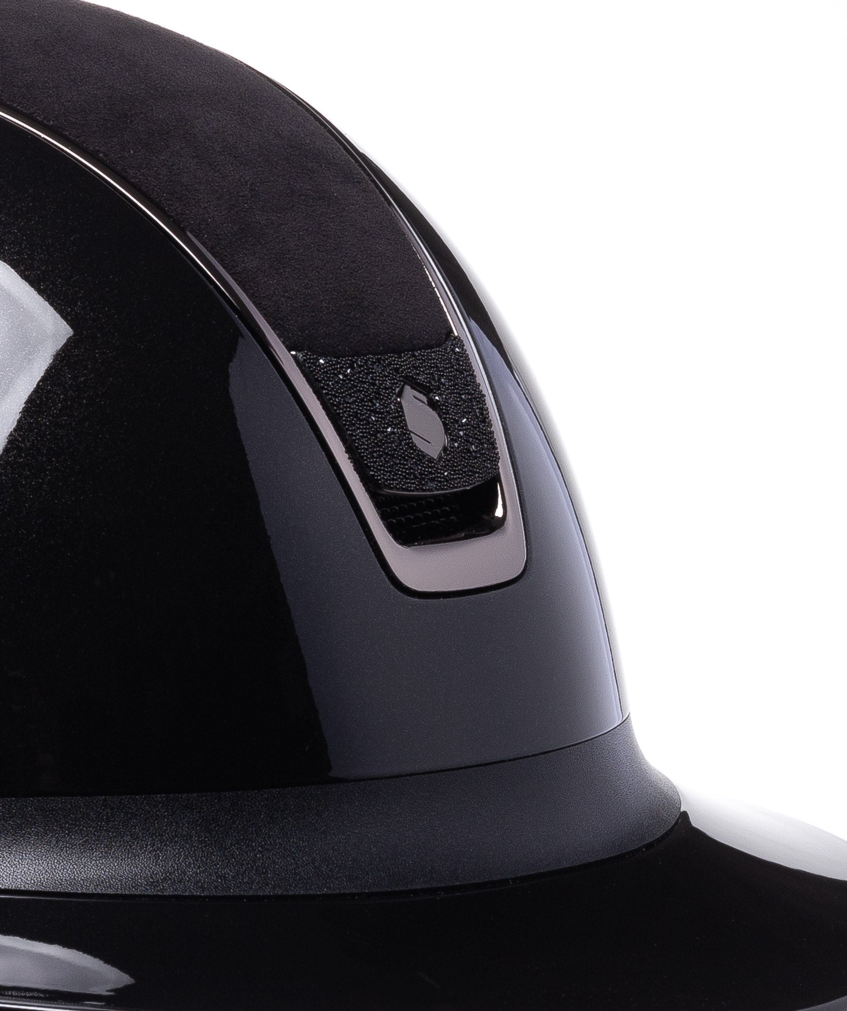 SAMSHIELD KASK MISS GLOSSY 2.0 / ALCANTARA TOP / CRYSTAL FABRIC BLK BLAZON / CZARNY - Samshield Equishop
