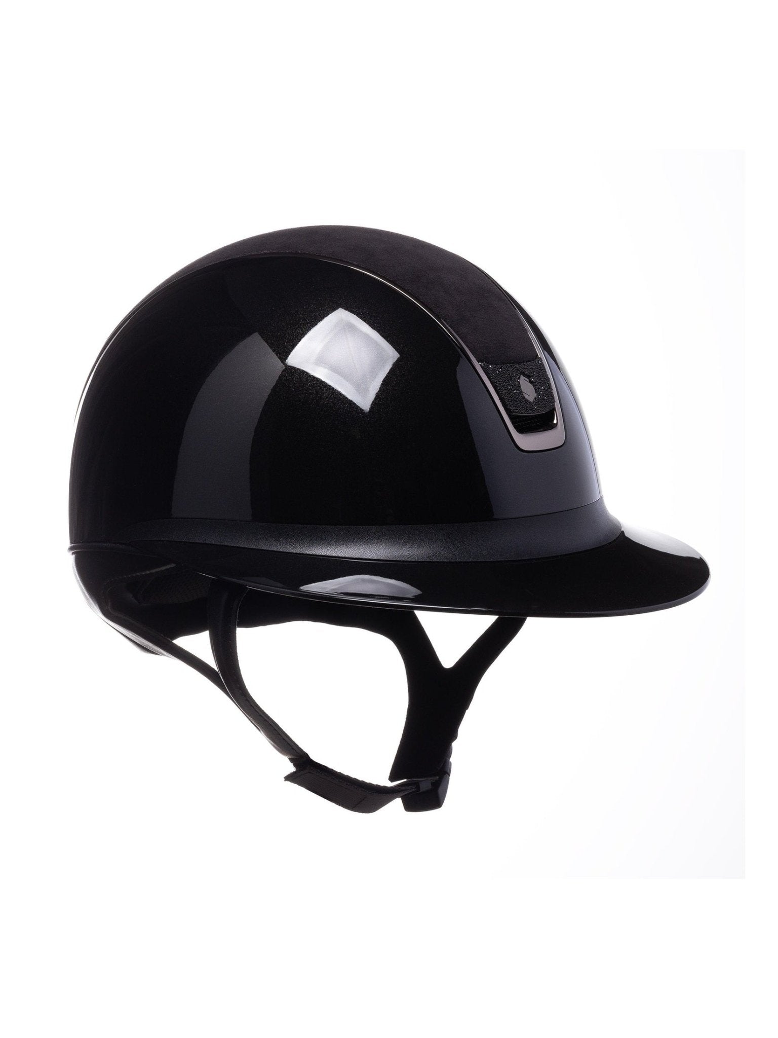 SAMSHIELD KASK MISS GLOSSY 2.0 / ALCANTARA TOP / CRYSTAL FABRIC BLK BLAZON / CZARNY - Samshield Equishop