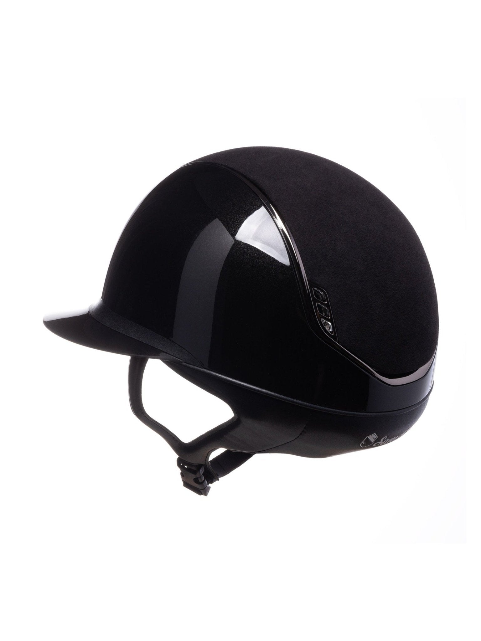 SAMSHIELD KASK MISS GLOSSY 2.0 / ALCANTARA TOP / CRYSTAL FABRIC BLK BLAZON / CZARNY - Samshield Equishop