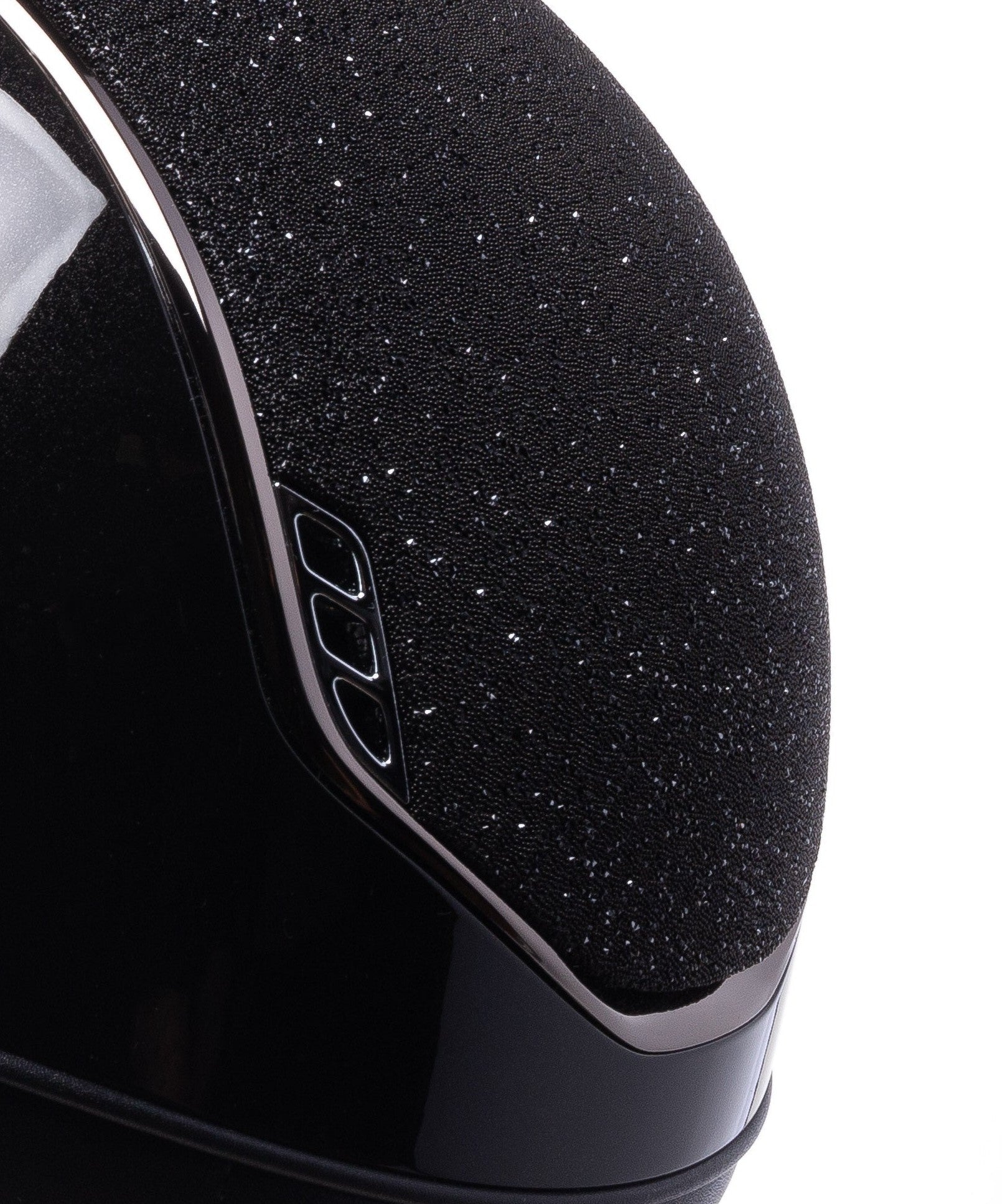 SAMSHIELD KASK MISS GLOSSY 2.0 / CRYSTAL FABRIC SWARO TOP FRONTAL / BLACK CHROME / 5 SWARO / CZARNY - Samshield Equishop