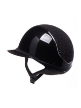 SAMSHIELD KASK MISS GLOSSY 2.0 / CRYSTAL FABRIC SWARO TOP FRONTAL / BLACK CHROME / 5 SWARO / CZARNY - Samshield Equishop