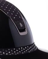 SAMSHIELD KASK MISS GLOSSY 2.0/CRYSTAL COMET TOP FRONTAL/CRYSTAL FABRIC BLK BLAZON/ CZARNY - Samshield Equishop
