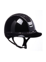 SAMSHIELD KASK MISS GLOSSY 2.0/FLOWER SWARO JEWELRY TOP FRONTAL/300 SWARO/ CZARNY - Samshield Equishop