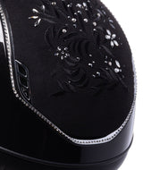 SAMSHIELD KASK MISS GLOSSY 2.0/FLOWER SWARO JEWELRY TOP FRONTAL/300 SWARO/ CZARNY - Samshield Equishop