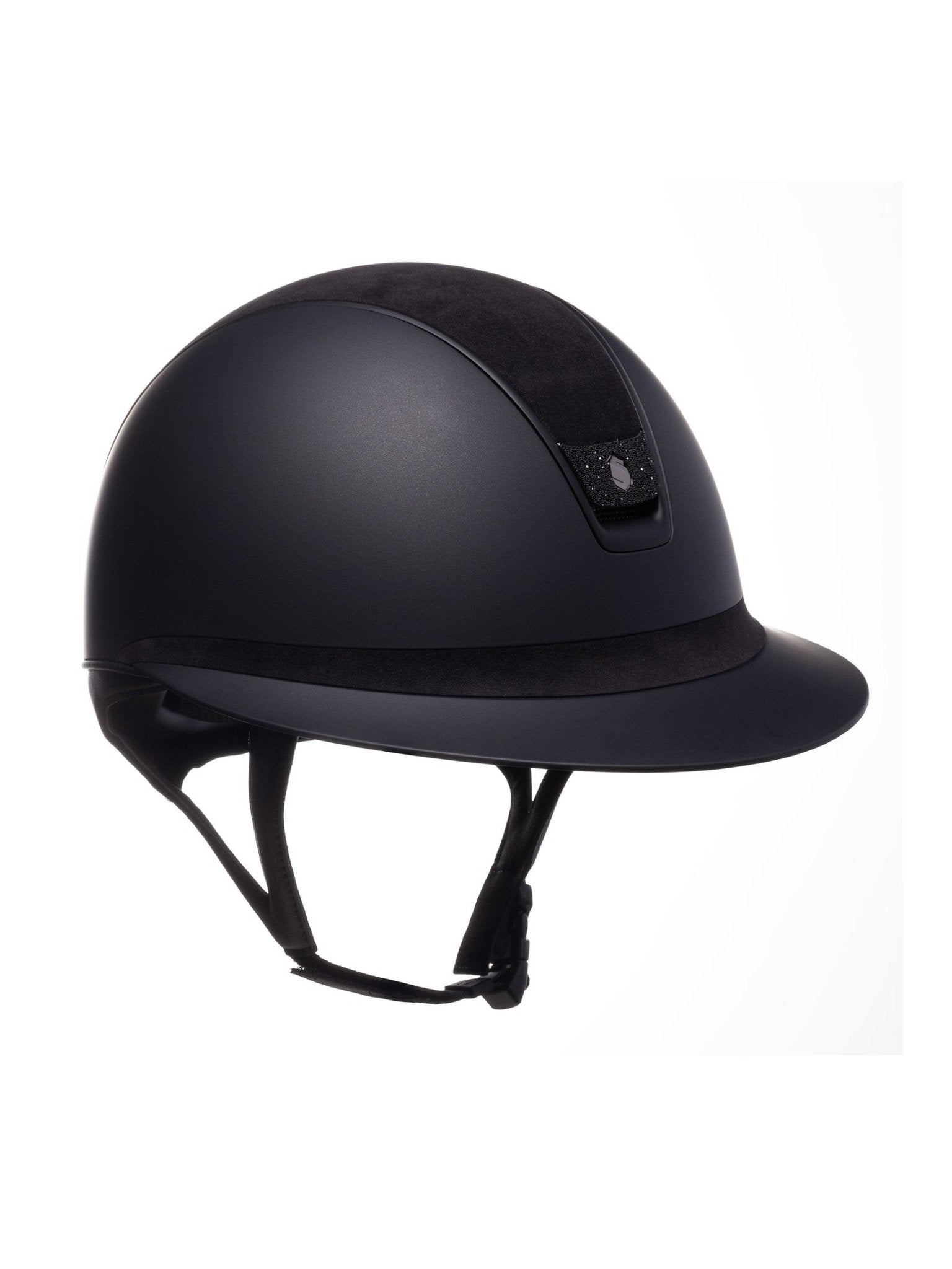 SAMSHIELD KASK MISS SHIELD 2.0 / ALCANTARA TOP FRONTAL / CRYSTAL FB BLASON / MAT BLK TRIM / CZARNY - Samshield Equishop