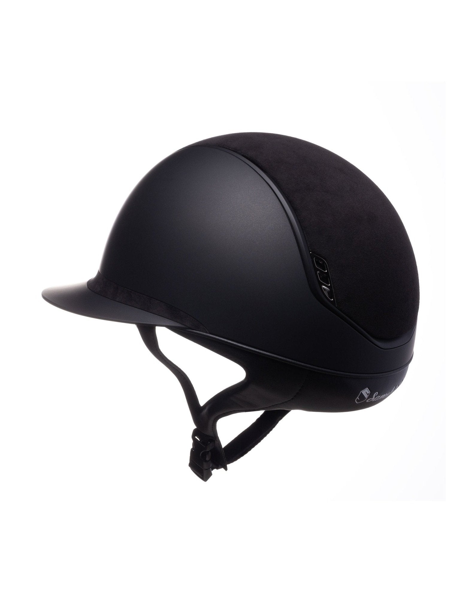 SAMSHIELD KASK MISS SHIELD 2.0 / ALCANTARA TOP FRONTAL / CRYSTAL FB BLASON / MAT BLK TRIM / CZARNY - Samshield Equishop