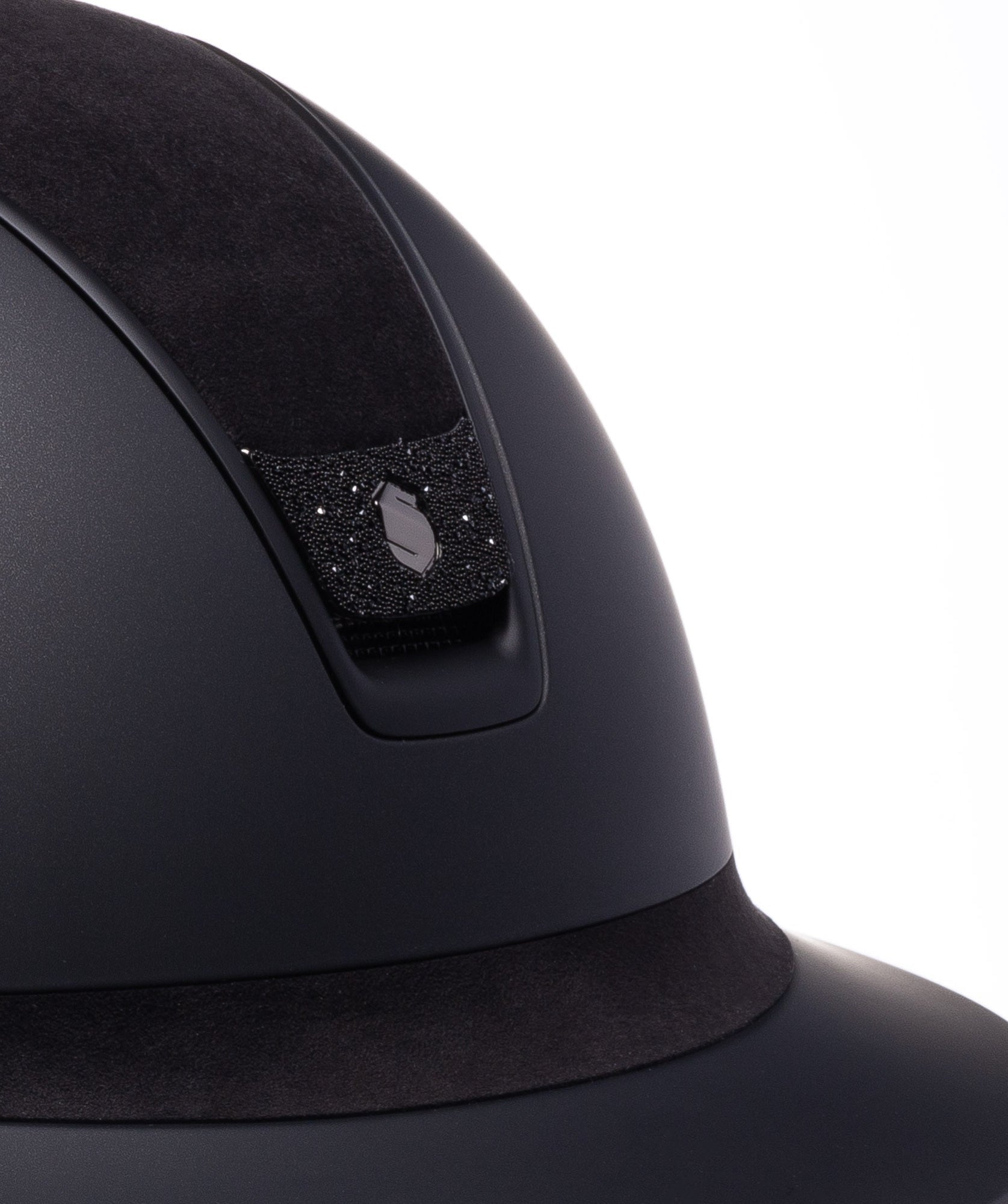 SAMSHIELD KASK MISS SHIELD 2.0 / ALCANTARA TOP FRONTAL / CRYSTAL FB BLASON / MAT BLK TRIM / CZARNY - Samshield Equishop
