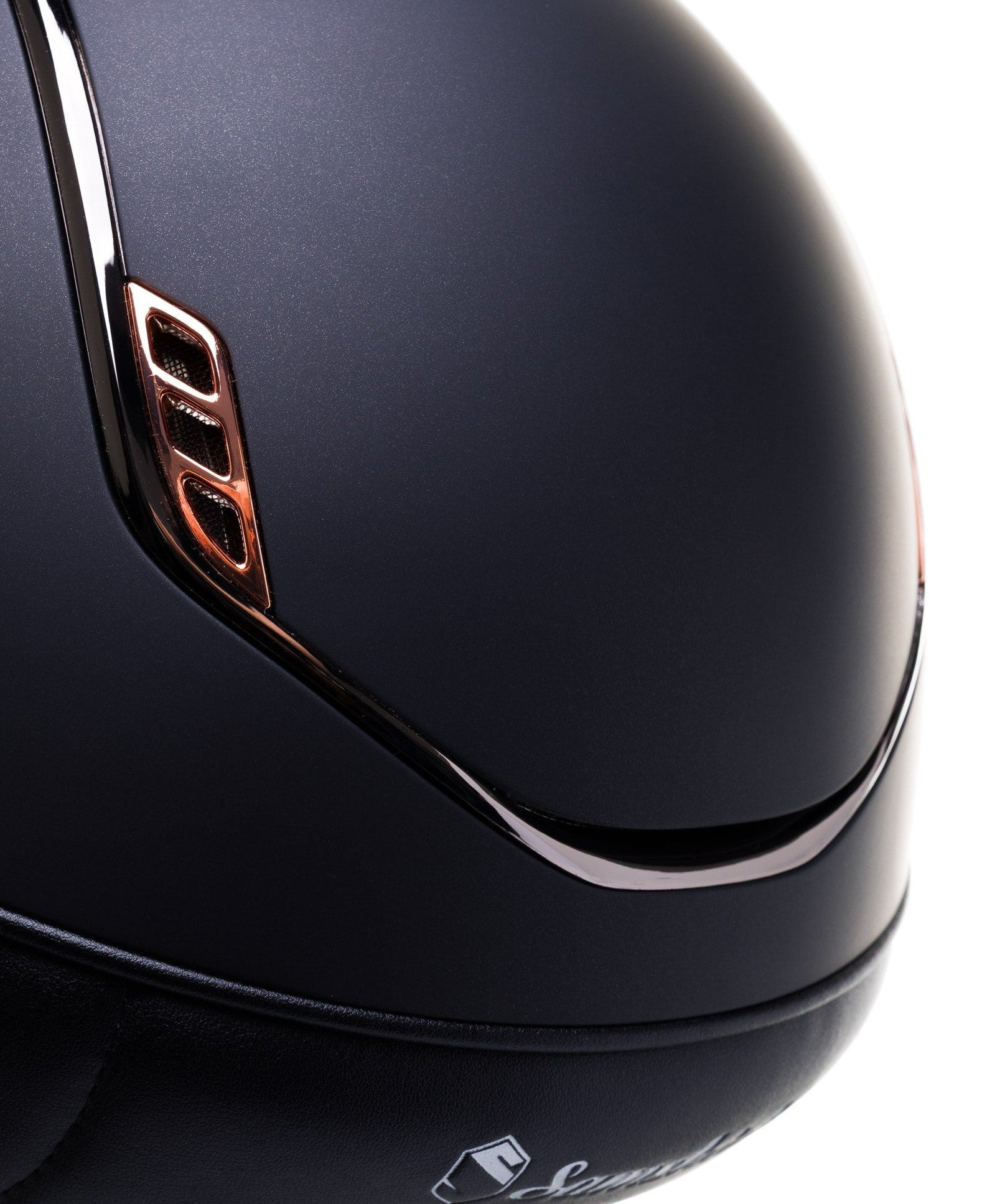 SAMSHIELD KASK MISS SHIELD 2.0 / CRYSTAL FABRIC ROSE GOLD BLAZON FRONTAL / BLACK CHROME / CZARNY - Samshield Equishop