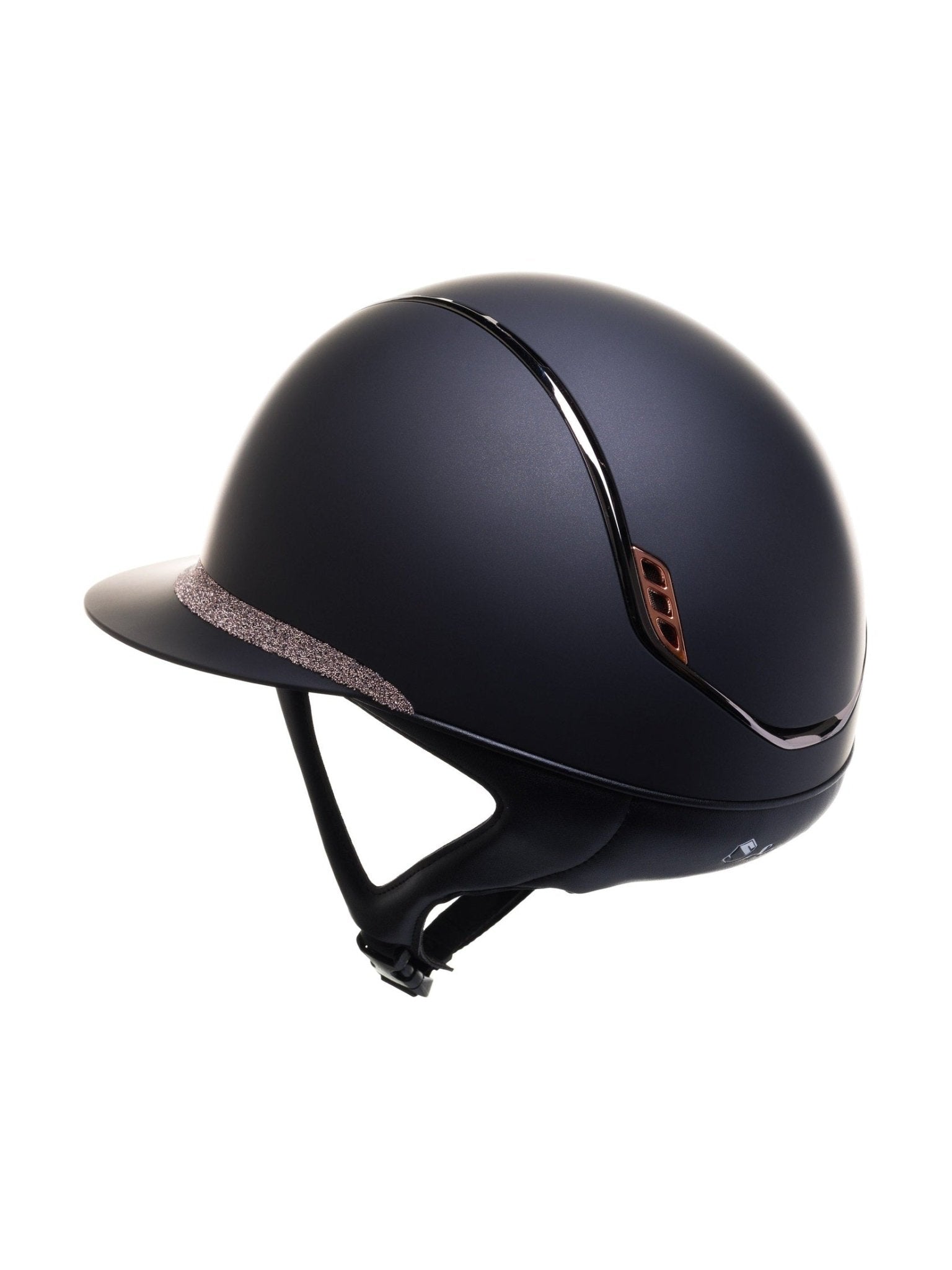 SAMSHIELD KASK MISS SHIELD 2.0 / CRYSTAL FABRIC ROSE GOLD BLAZON FRONTAL / BLACK CHROME / CZARNY - Samshield Equishop