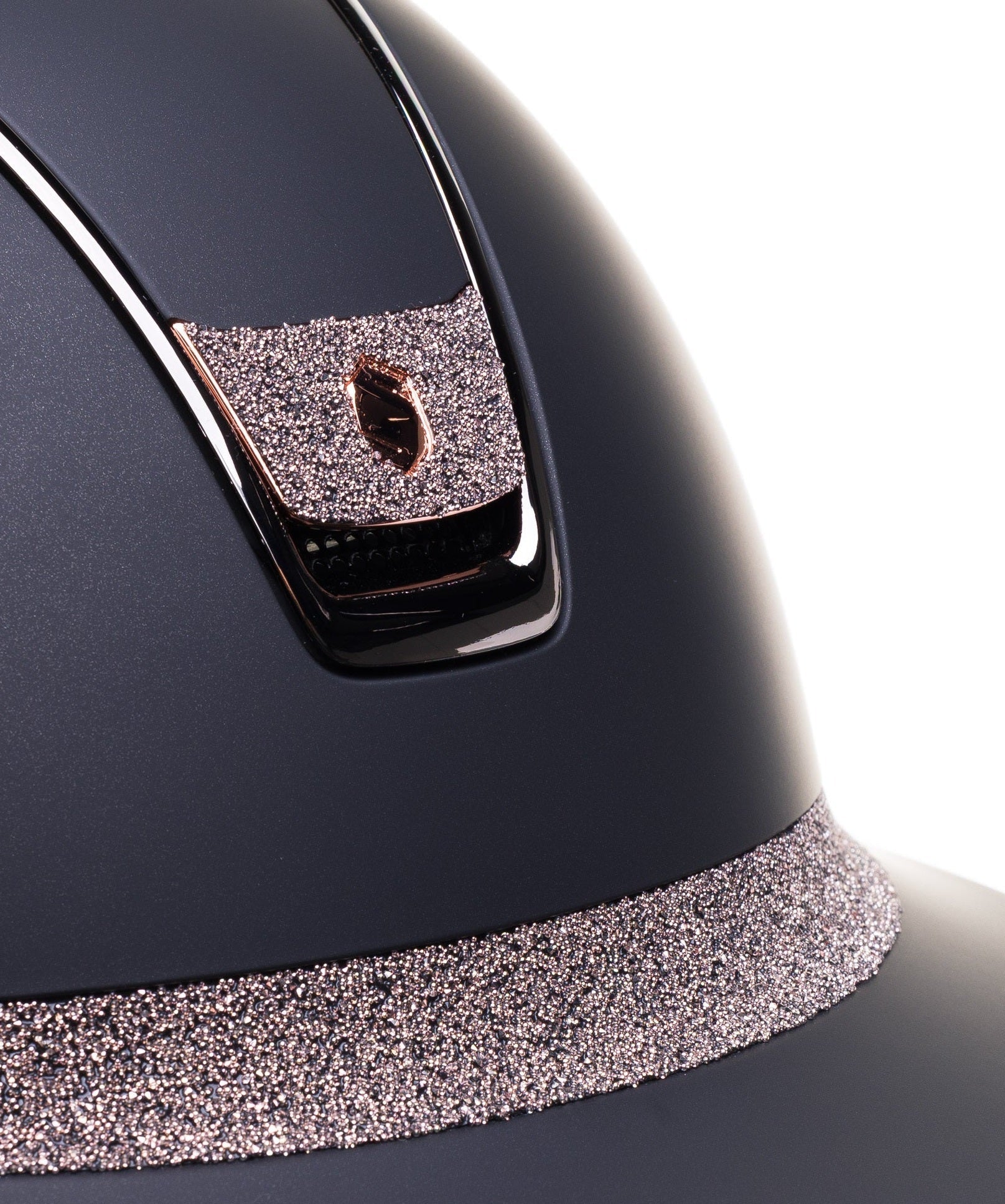SAMSHIELD KASK MISS SHIELD 2.0 / CRYSTAL FABRIC ROSE GOLD BLAZON FRONTAL / BLACK CHROME / CZARNY - Samshield Equishop