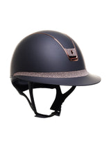 SAMSHIELD KASK MISS SHIELD 2.0 / CRYSTAL FABRIC ROSE GOLD BLAZON FRONTAL / ROSE GOLD CHROME / CZARNY - Samshield Equishop