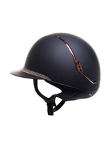 SAMSHIELD KASK MISS SHIELD 2.0 / CRYSTAL FABRIC ROSE GOLD BLAZON FRONTAL / ROSE GOLD CHROME / CZARNY - Samshield Equishop