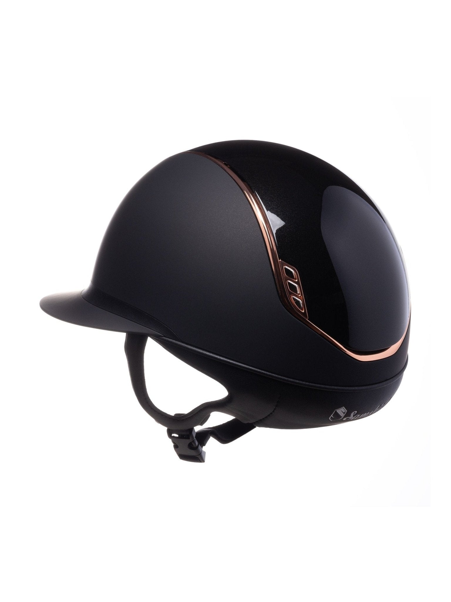 SAMSHIELD KASK MISS SHIELD 2.0 / GLOSSY TOP / ROSE GOLD TRIM BLAZON / CZARNY - Samshield Equishop