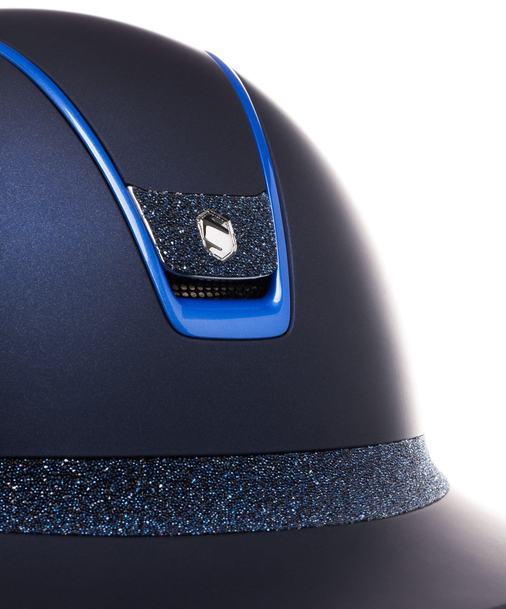SAMSHIELD KASK MISS SHIELD 2.0 SHADOWMATT / CRYSTAL FABRIC BLUE / BLU CHROME / CRYS FAB BLUE / GRANATOWY - Samshield Equishop