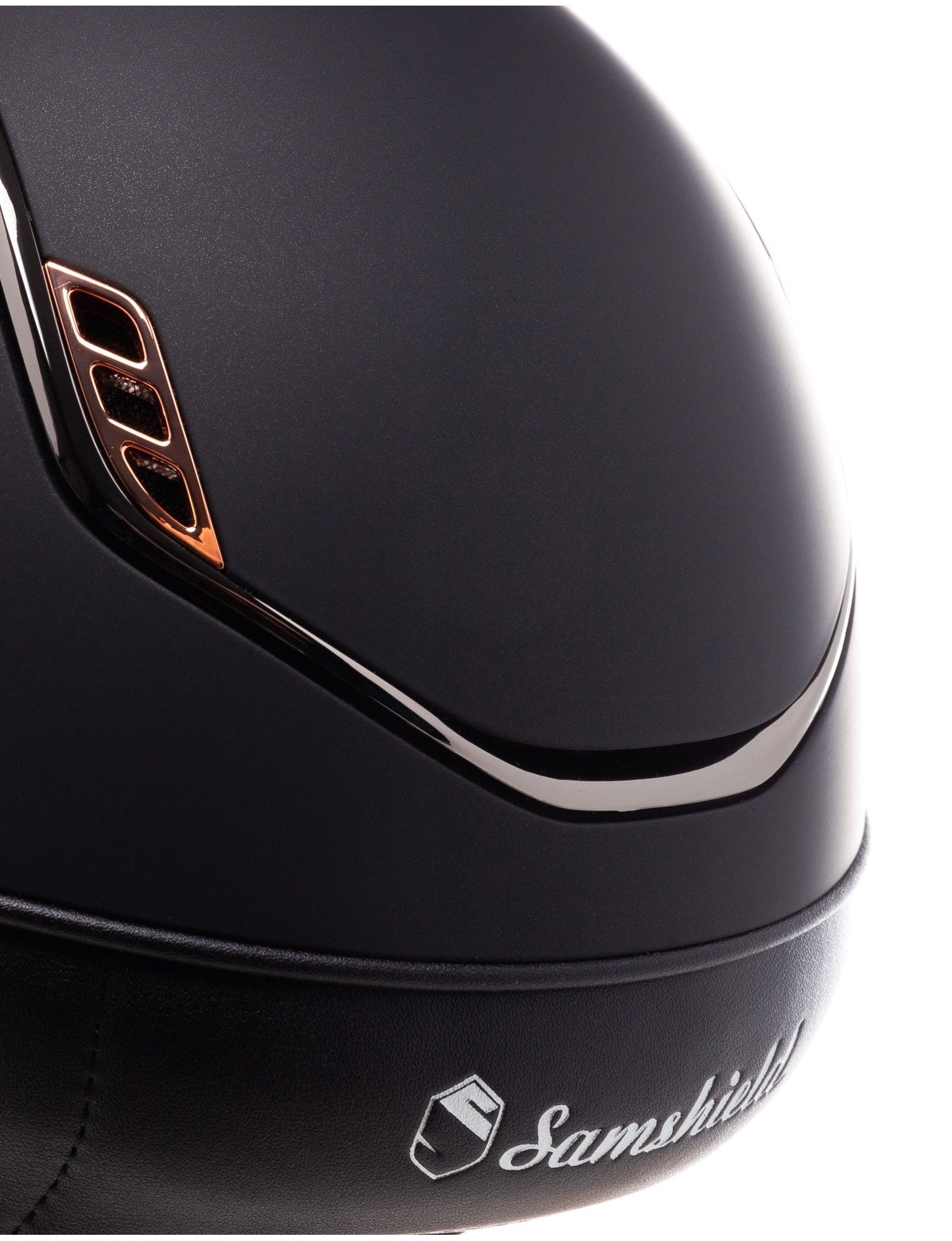 SAMSHIELD KASK MISS SHIELD 2.0 SHADOWMATT / CRYSTAL FABRIC PINK GOLD / CZARNY CHROME / CZARNY - Samshield Equishop