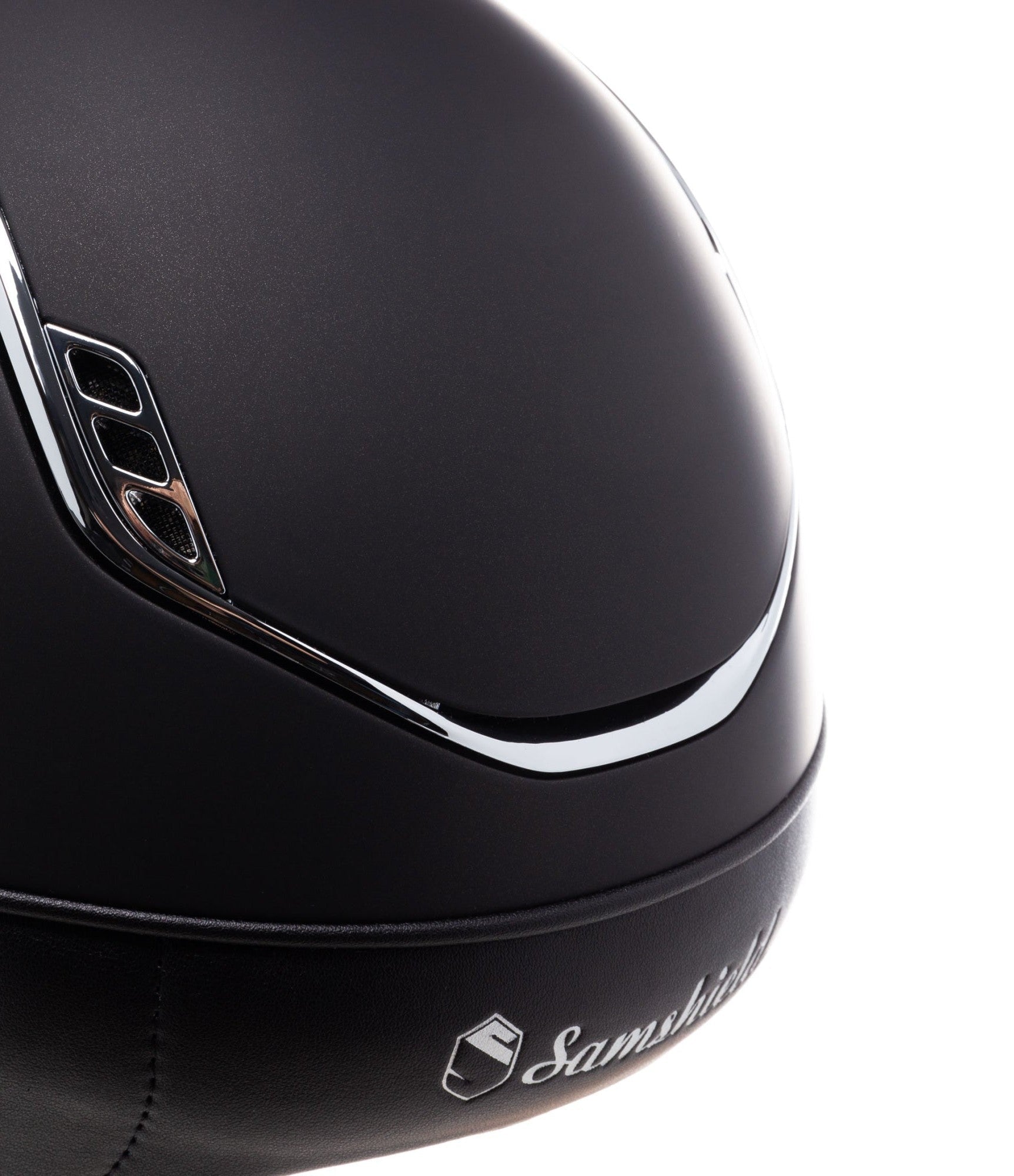 SAMSHIELD KASK MISS SHIELD 2.0 SHADOWMATT / CRYSTAL FABRIC SILVER / CHROME / CZARNY - Samshield Equishop