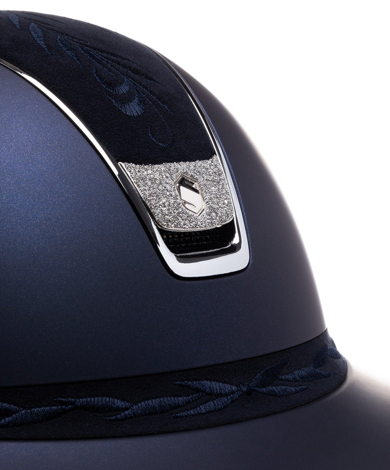 SAMSHIELD KASK MISS SHIELD 2.0 SHADOWMATT / FLOWER EMB BLUE / CRYST FAB SLV / GRANATOWY - Samshield Equishop