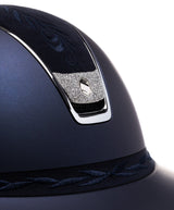 SAMSHIELD KASK MISS SHIELD 2.0 SHADOWMATT / FLOWER EMB BLUE / CRYST FAB SLV / GRANATOWY - Samshield Equishop