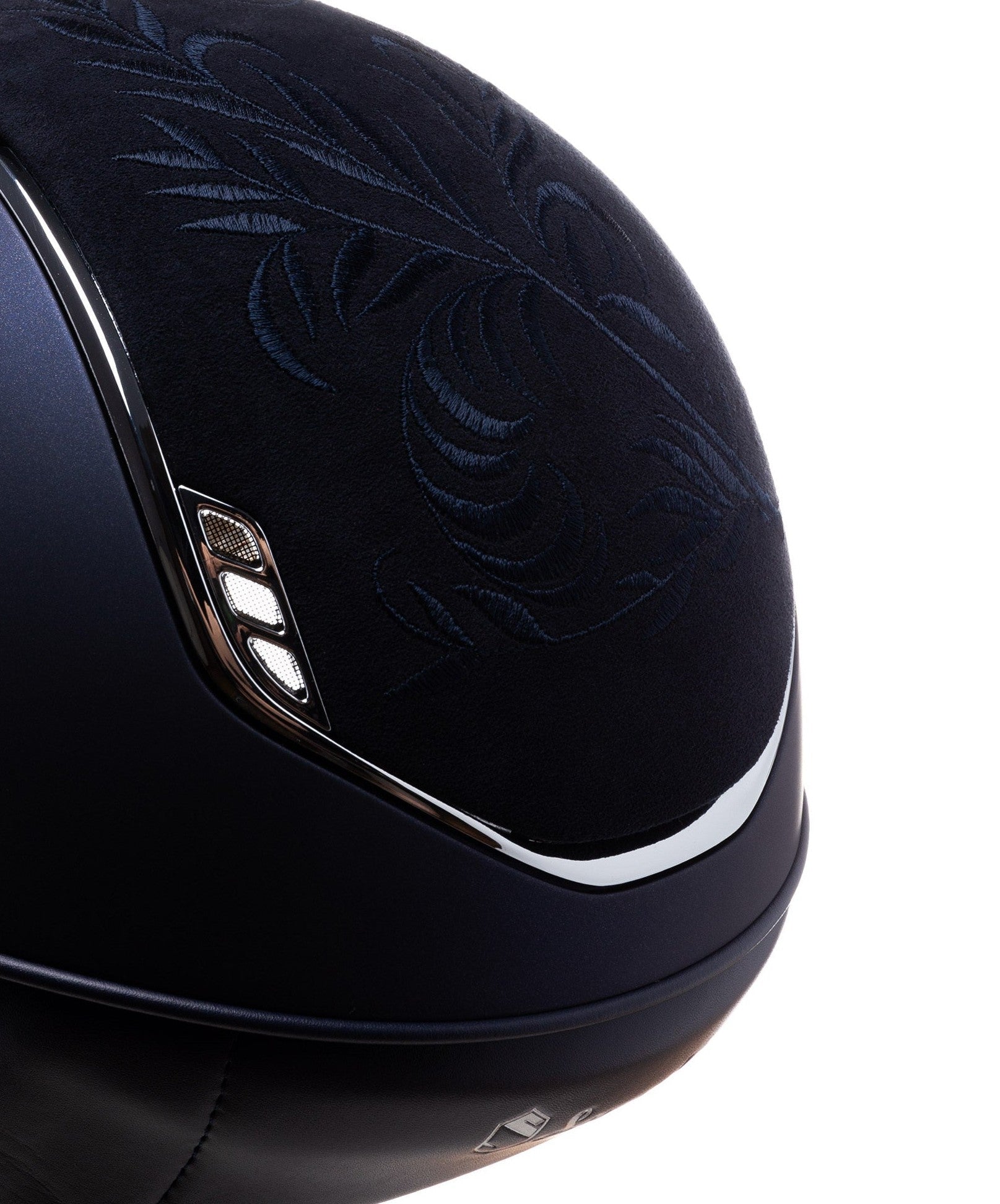 SAMSHIELD KASK MISS SHIELD 2.0 SHADOWMATT / FLOWER EMB BLUE / CRYST FAB SLV / GRANATOWY - Samshield Equishop