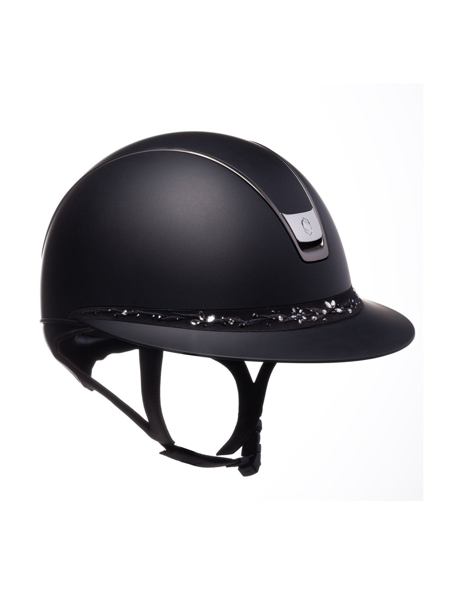 SAMSHIELD KASK MISS SHIELD 2.0/FLOWER SWARO JEWELRY FRONT/CHROME/TITANIUM TRIM/ CZARNY - Samshield Equishop