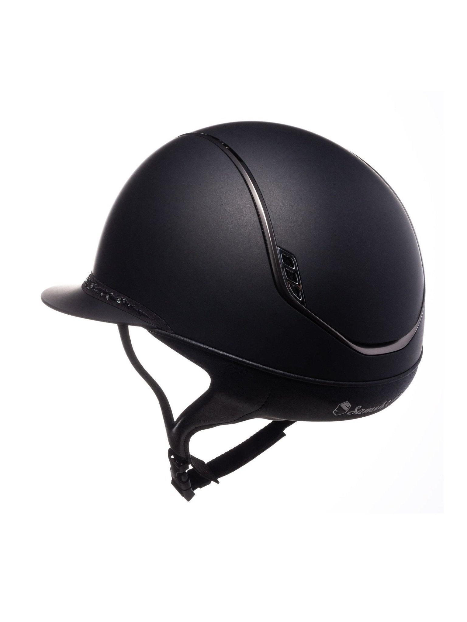 SAMSHIELD KASK MISS SHIELD 2.0/FLOWER SWARO JEWELRY FRONT/CHROME/TITANIUM TRIM/ CZARNY - Samshield Equishop