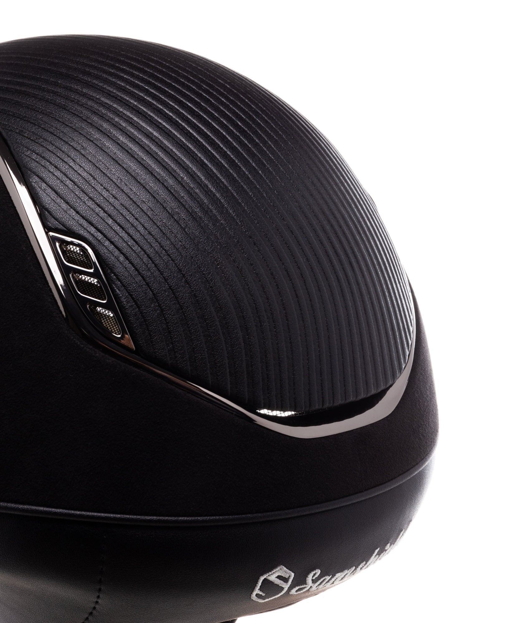 SAMSHIELD KASK PREMIUM 2.0 LEATHER BLACK TOP / CZARNY CHROM / CZARNY CHROM / CZARNY - Samshield Equishop