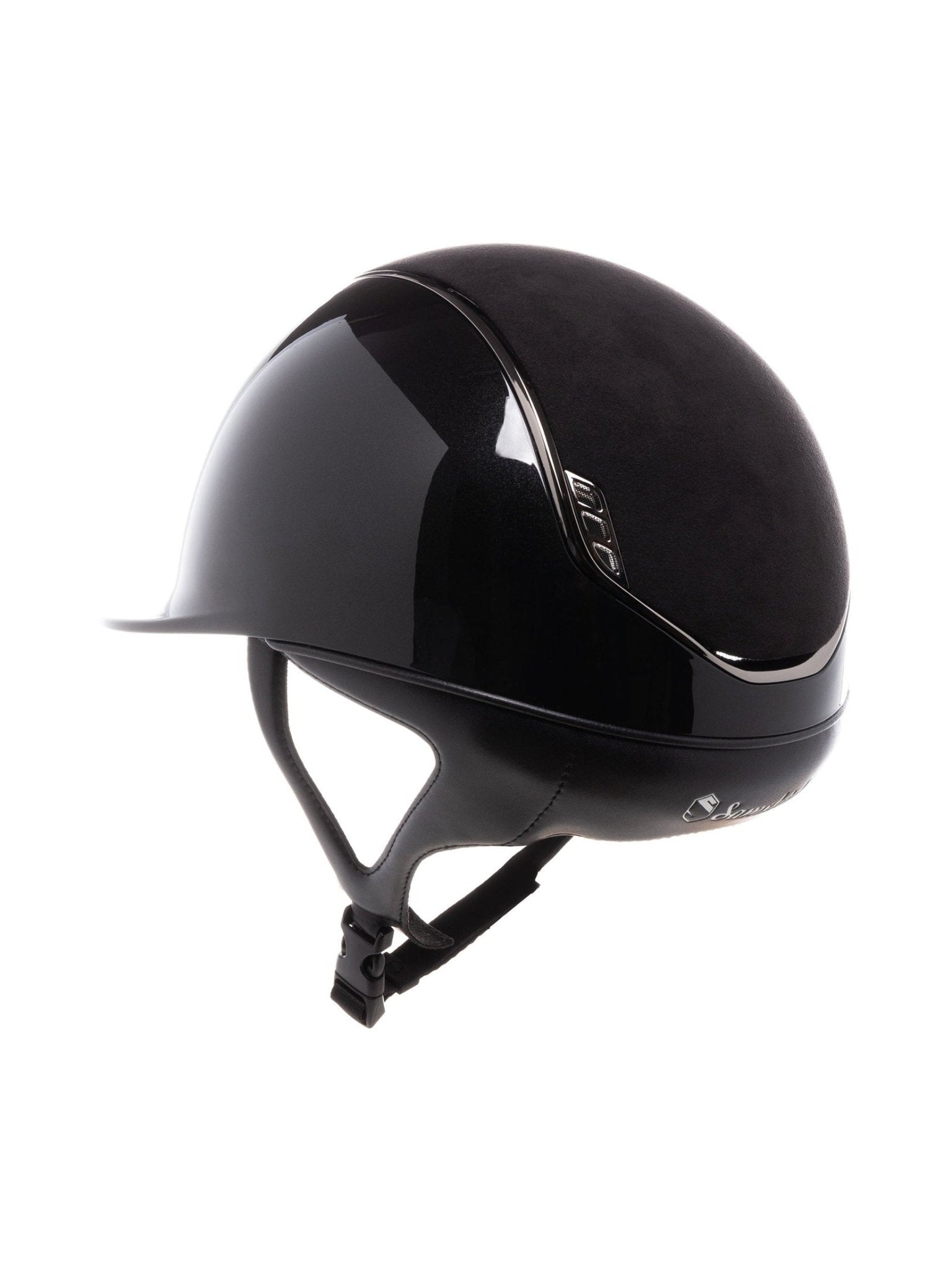 SAMSHIELD KASK SHADOWGLOSSY 2.0 / ALC. BLACK TOP/ CZARNY CHROM / CRYSTAL FABRIC / CZARNY - Samshield Equishop