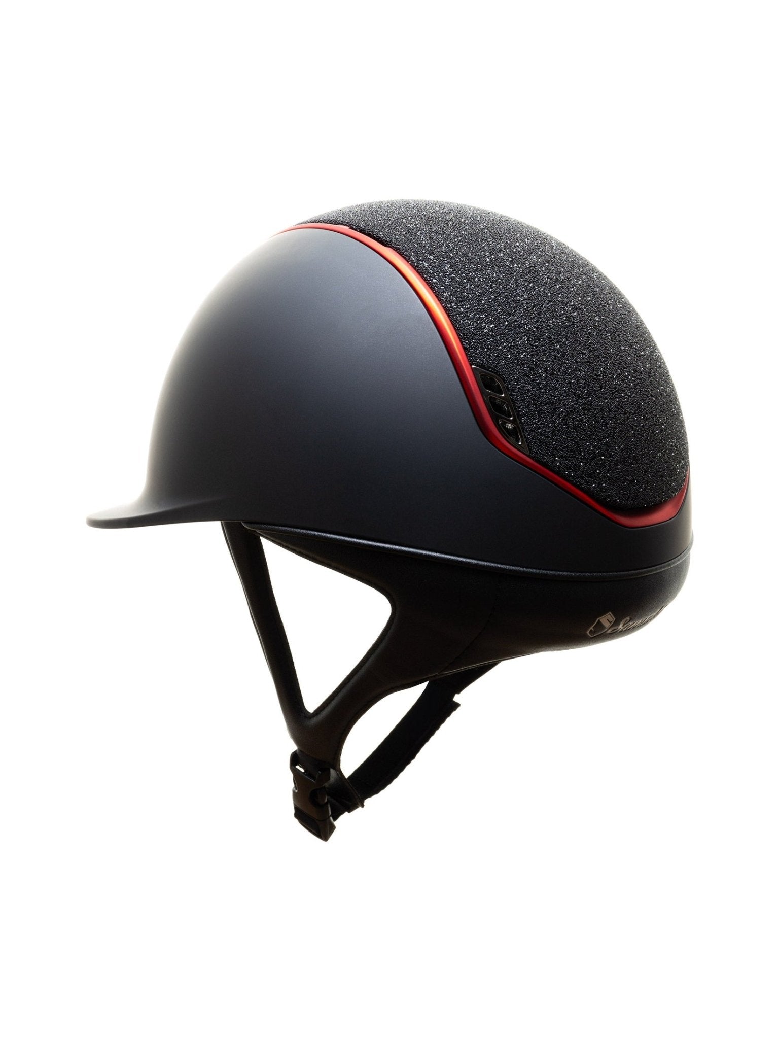 SAMSHIELD KASK SHADOWMATT 2.0 / CRYSTAL FABRIC BLACK / MATT RED / BLACK CHROME / CZARNY - Samshield Equishop