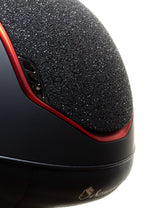 SAMSHIELD KASK SHADOWMATT 2.0 / CRYSTAL FABRIC BLACK / MATT RED / BLACK CHROME / CZARNY - Samshield Equishop