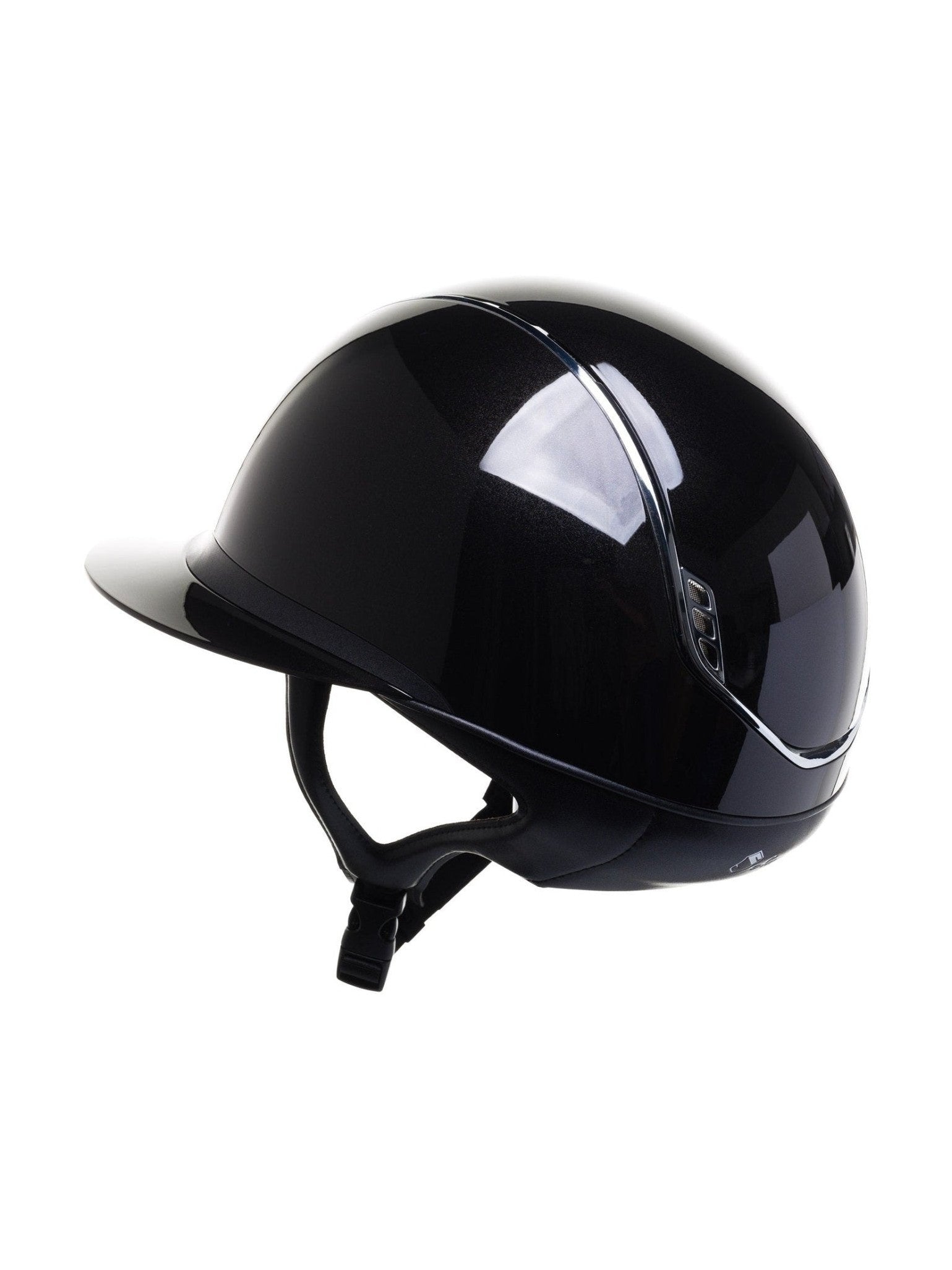 SAMSHIELD MISS SHIELD 2.0 GLOSSY / CRYSTAL FABRIC SILVER BLAZON / CHROME / CZARNY - Samshield Equishop