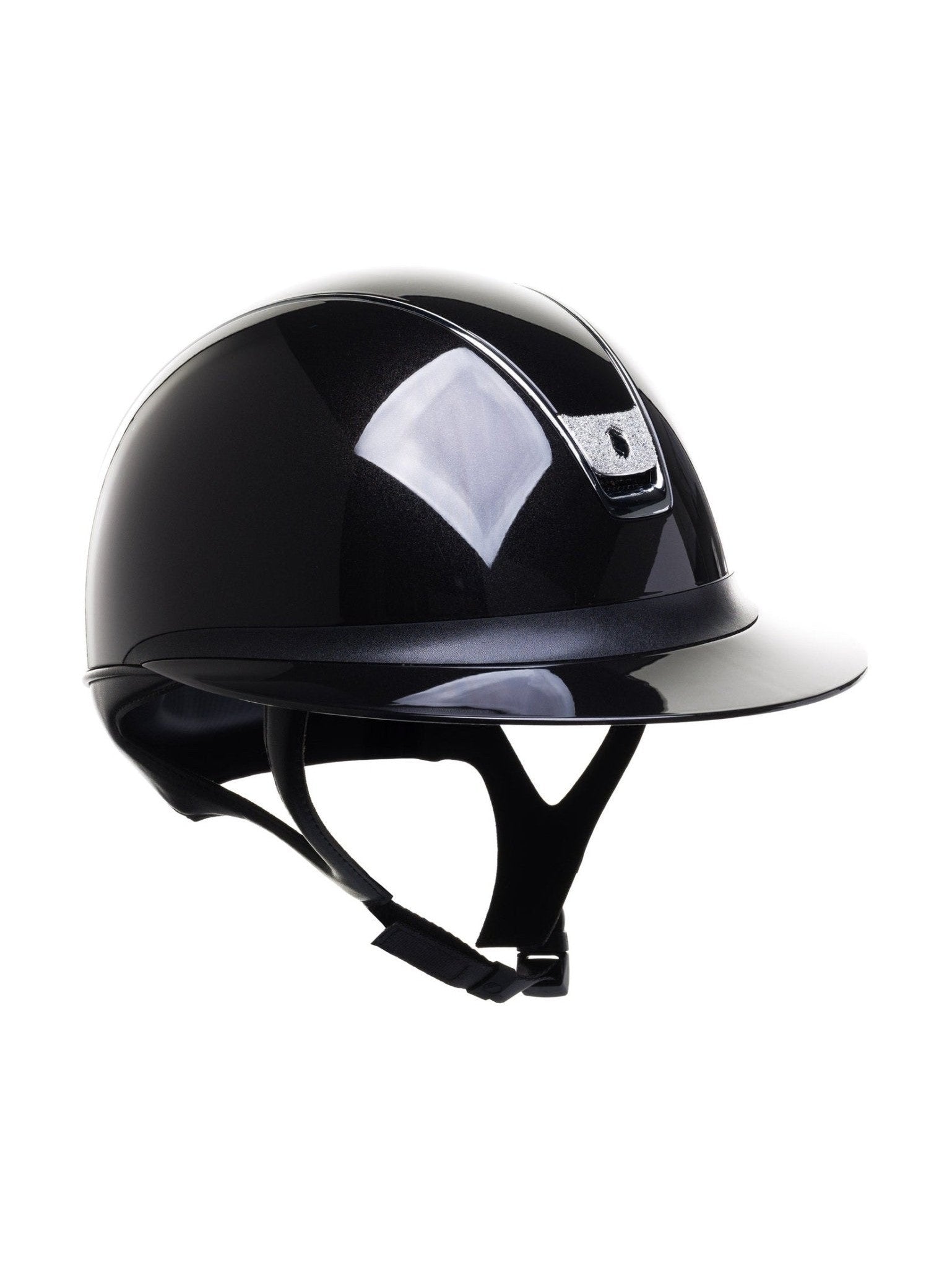 SAMSHIELD MISS SHIELD 2.0 GLOSSY / CRYSTAL FABRIC SILVER BLAZON / CHROME / CZARNY - Samshield Equishop