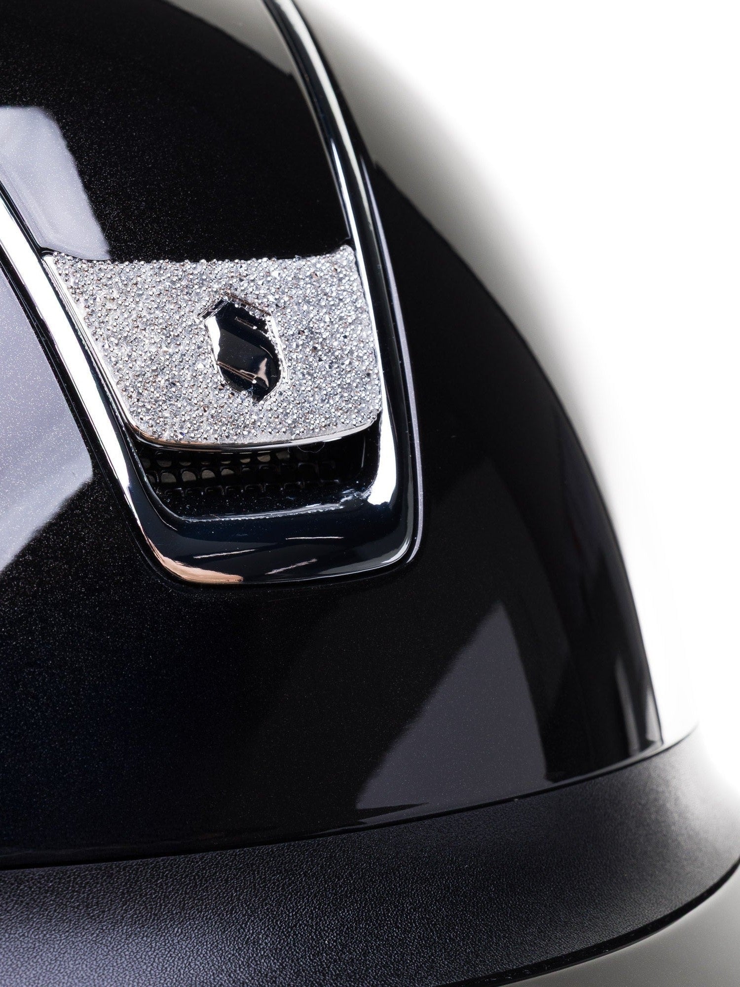SAMSHIELD MISS SHIELD 2.0 GLOSSY / CRYSTAL FABRIC SILVER BLAZON / CHROME / CZARNY - Samshield Equishop