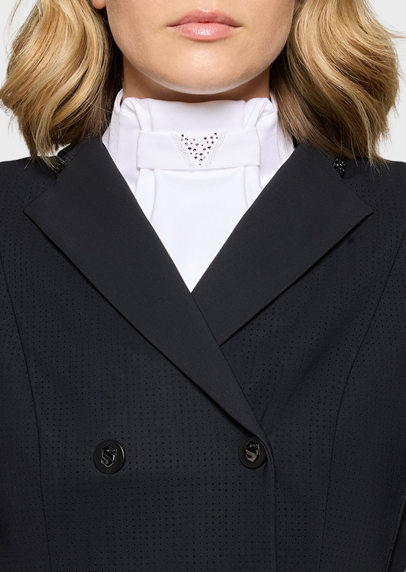 SAMSHIELD PLASTRON CRYSTAL FABRIC TRIANGLE PLASTRON JEŹDZIECKI - Samshield Equishop
