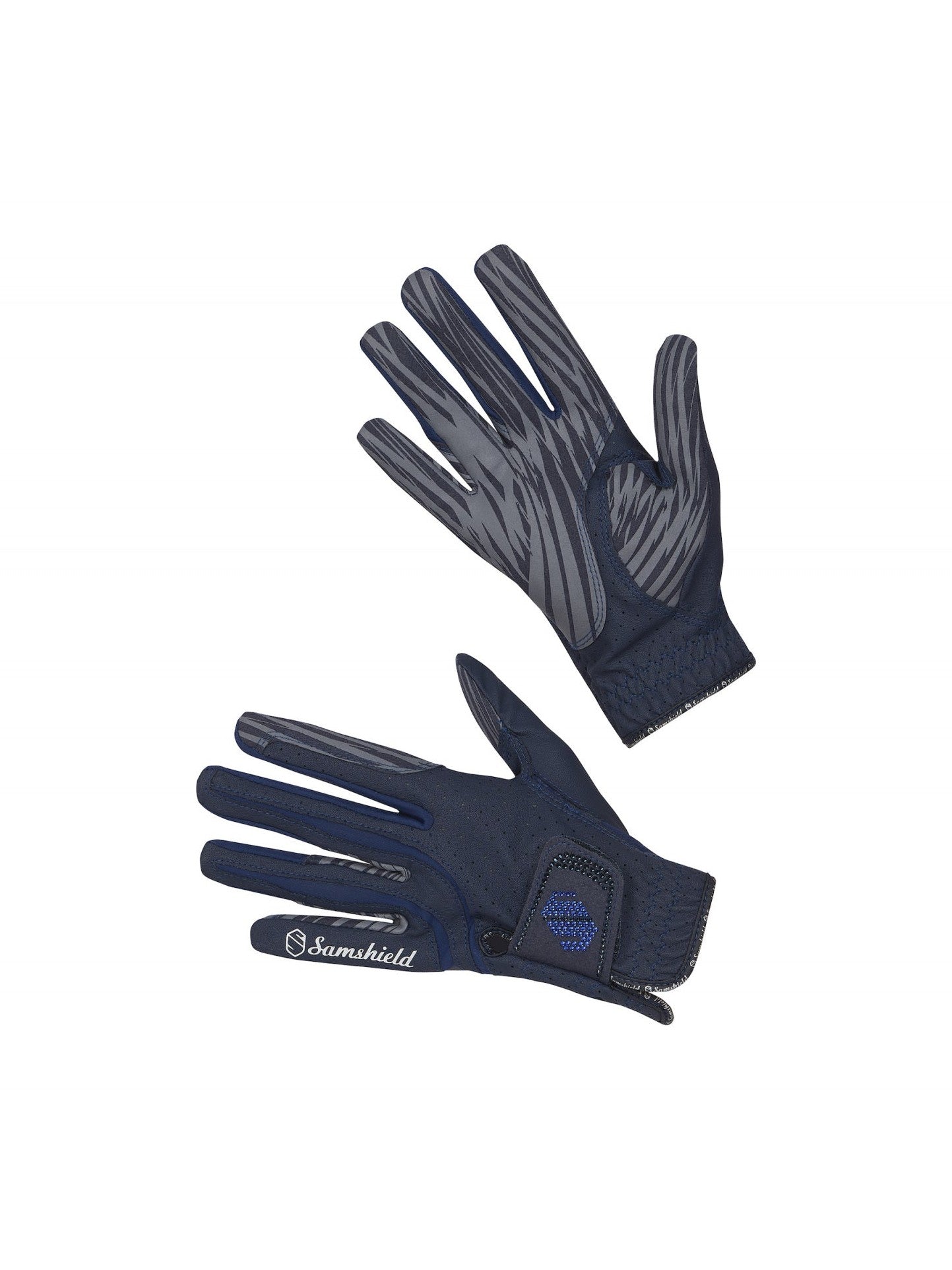 SAMSHIELD V-SKIN SWAROVSKI RIDING GLOVES BLUE