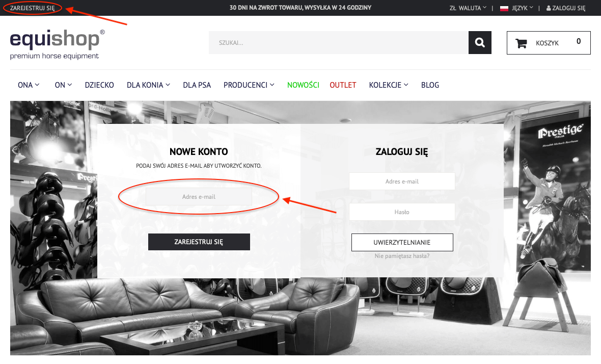 Rejestracja konta krok - 1