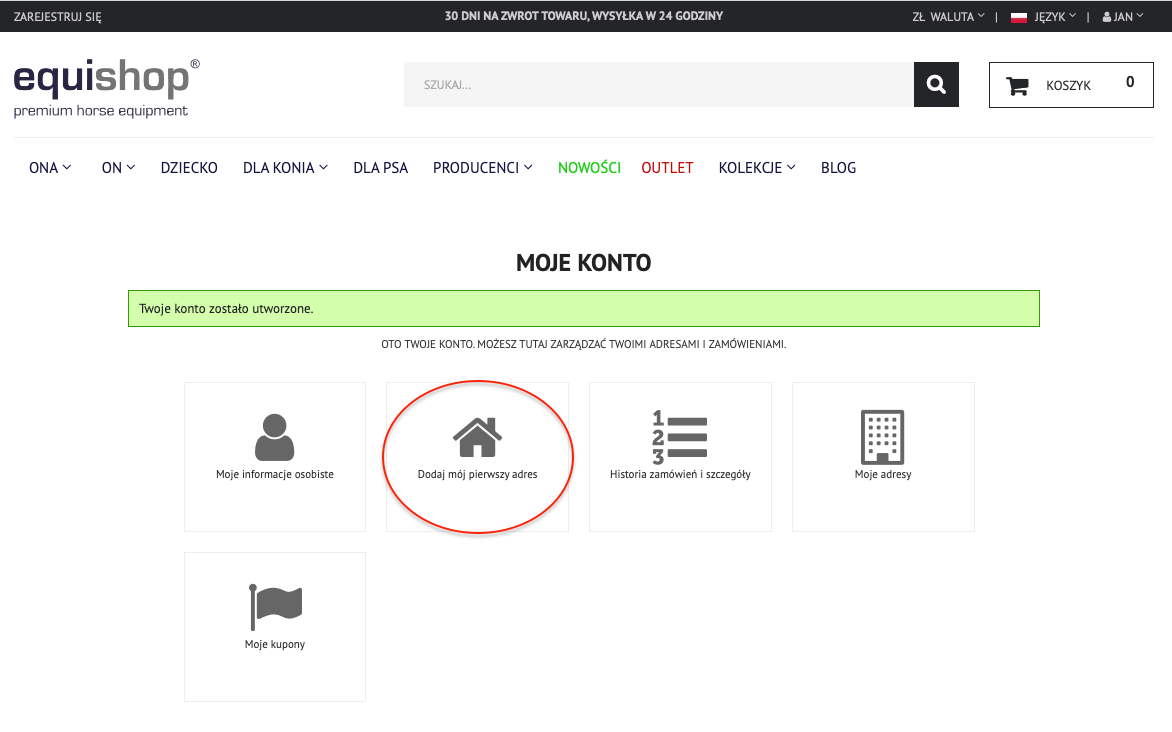 Rejestracja konta - krok III