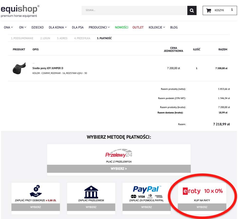 Wybierz metodę płatności Kup na raty